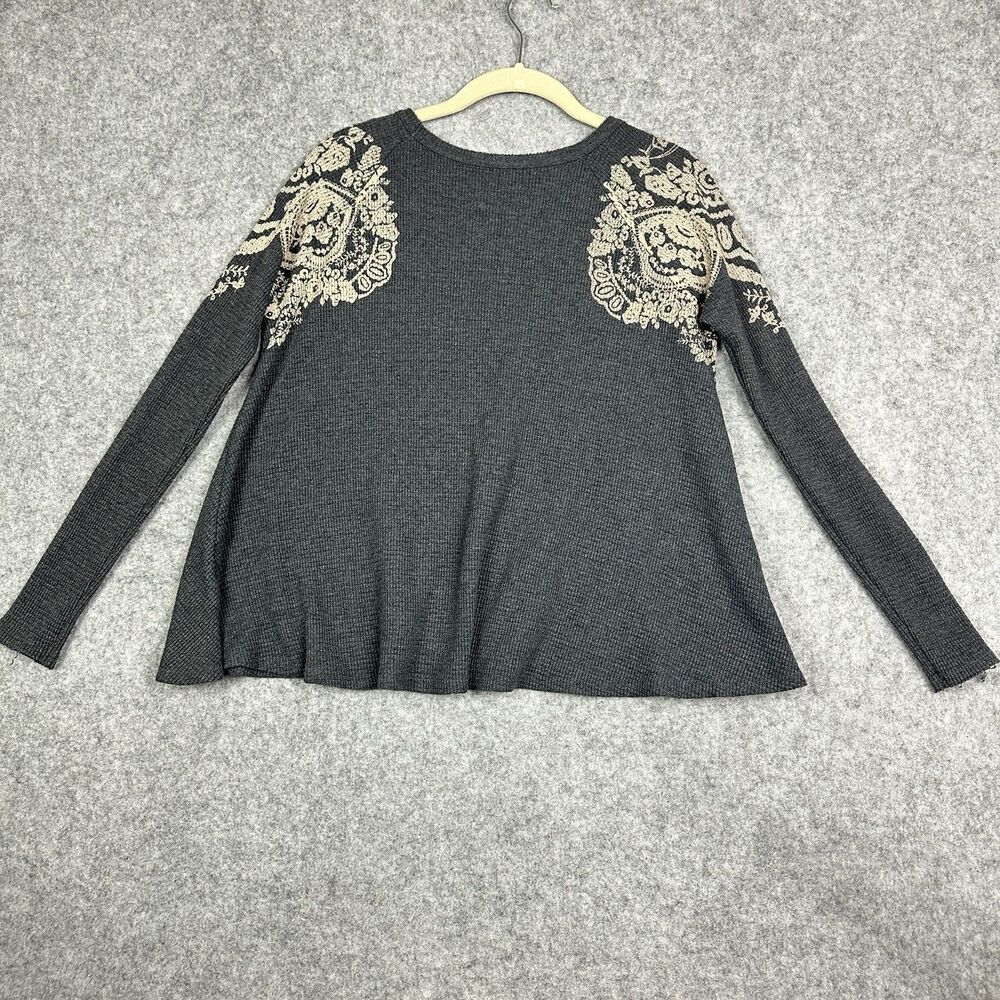 We the Free People Rockabilly Top Womens XS Gray Raglan Thermal Waffle Swing - Picture 4 of 11